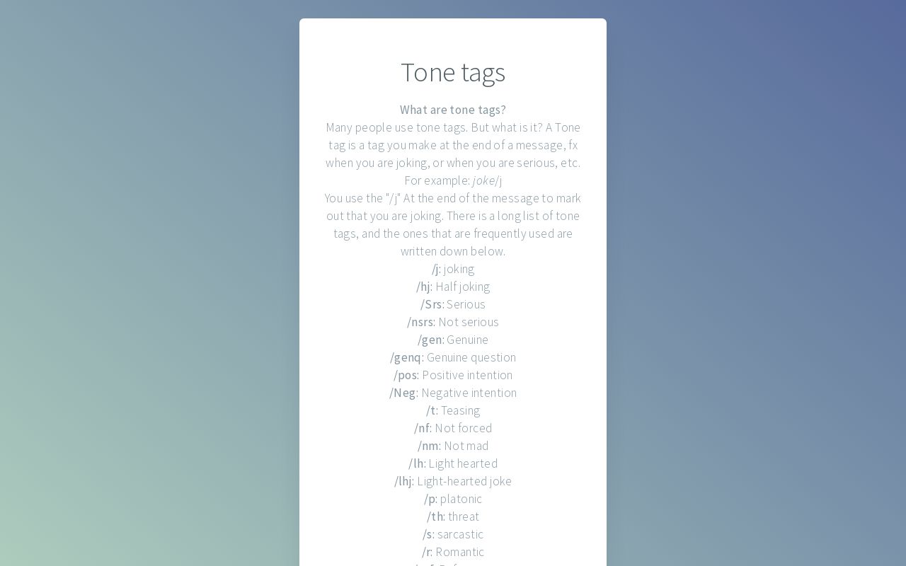 Tone tags